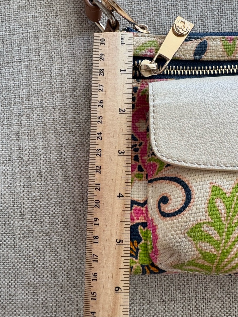 Spartina 449 Floral Crossbody Bag Canvas Leather Trim Tassel Coastal - Picture 6 of 14